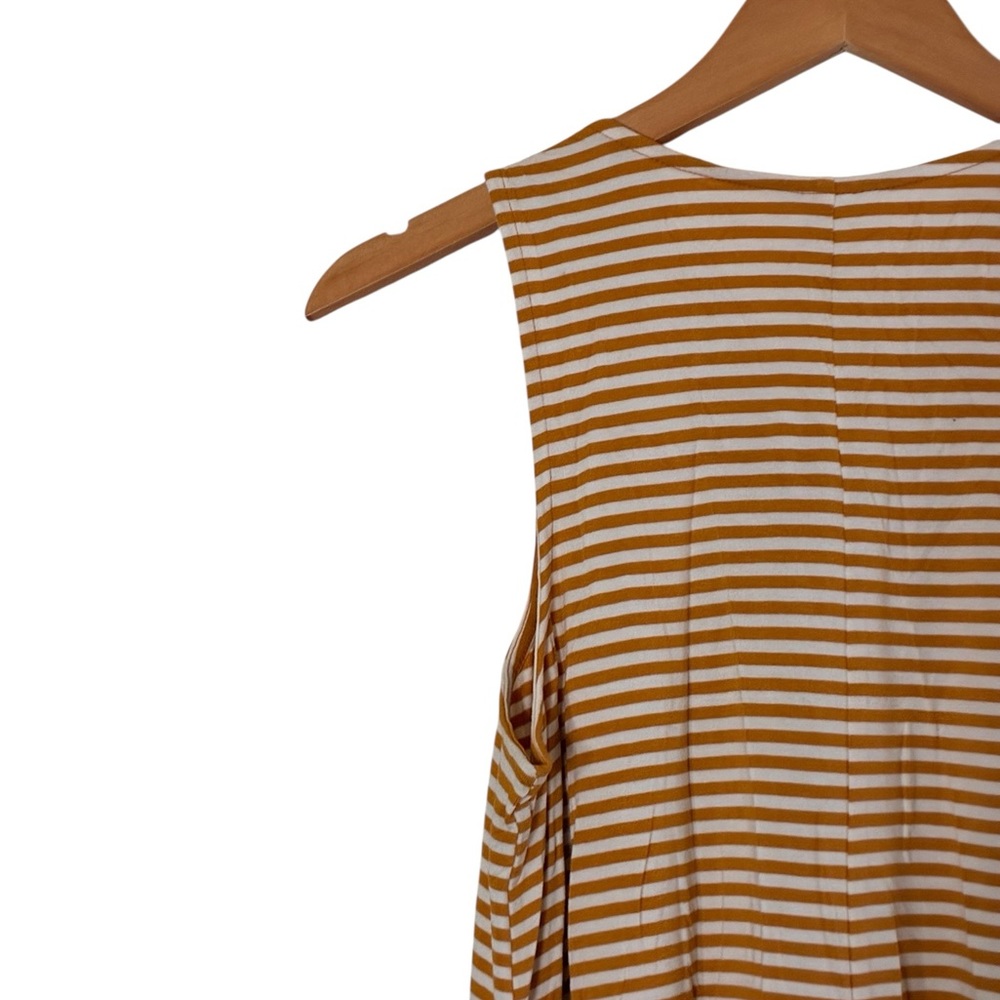 Old Navy | Orange white striped scoop crewneck sleeveless stretch midi dress - Picture 8 of 12